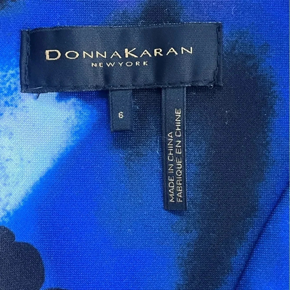 Donna Karan Black, Blue, and Pink Abstract Sleeveless V Neck Dress Women… - Picture 8 of 10